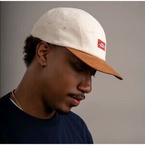 Oddjob YeeHaw Corduroy & Leather Hat Brown & Cream Size XL 7.5-8.25 Skater Cap